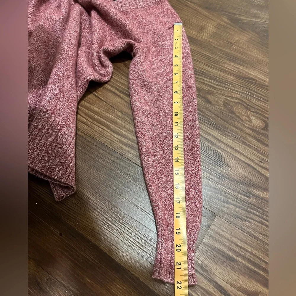 Athleta Vital V-Neck Tunic Wool Cashmere Sweater Maroon/ White Marl Size Small